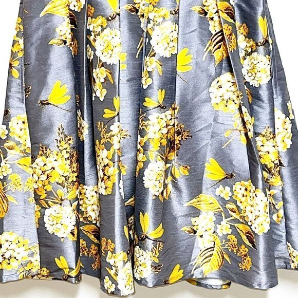 NWOT eShakti Quincy Grey Yellow Dragonfly Floral Mother of the Bride Dress Sz 16 - Picture 6 of 8